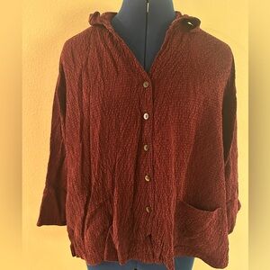 Textured Red Button-Up Shirt